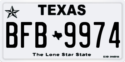 TX license plate BFB9974