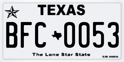TX license plate BFC0053