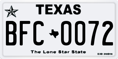 TX license plate BFC0072
