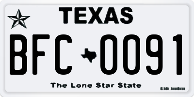 TX license plate BFC0091