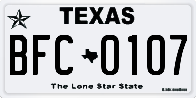 TX license plate BFC0107