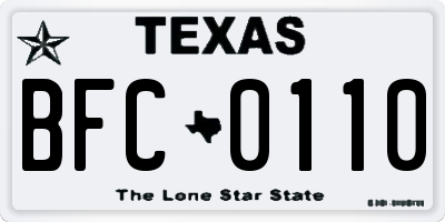 TX license plate BFC0110
