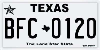 TX license plate BFC0120