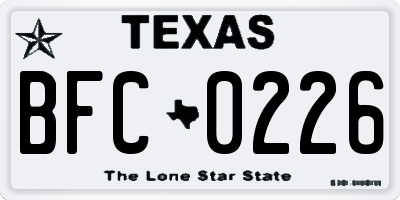 TX license plate BFC0226