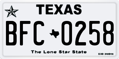 TX license plate BFC0258