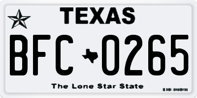 TX license plate BFC0265