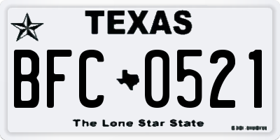 TX license plate BFC0521