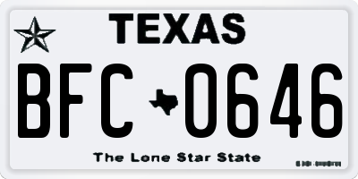 TX license plate BFC0646