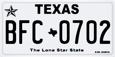 TX license plate BFC0702