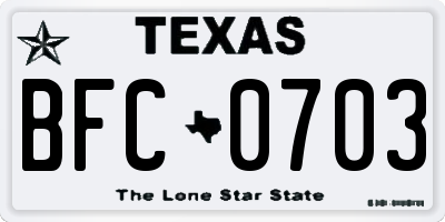 TX license plate BFC0703