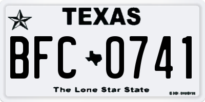 TX license plate BFC0741