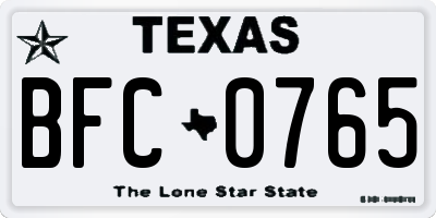TX license plate BFC0765