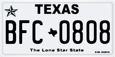 TX license plate BFC0808