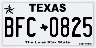 TX license plate BFC0825