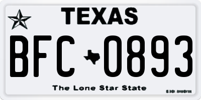 TX license plate BFC0893