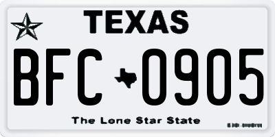 TX license plate BFC0905