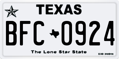 TX license plate BFC0924