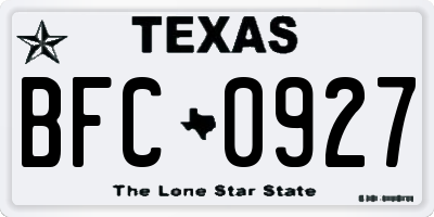 TX license plate BFC0927