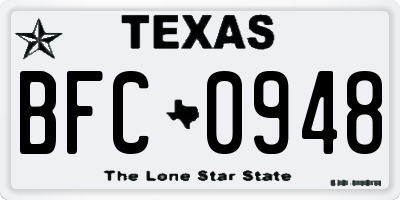 TX license plate BFC0948