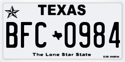 TX license plate BFC0984