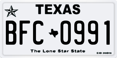 TX license plate BFC0991