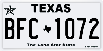 TX license plate BFC1072