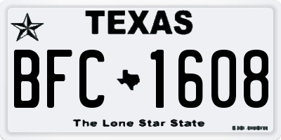 TX license plate BFC1608