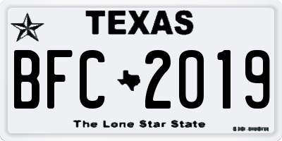 TX license plate BFC2019