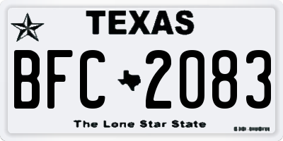 TX license plate BFC2083