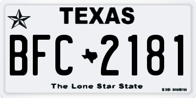 TX license plate BFC2181
