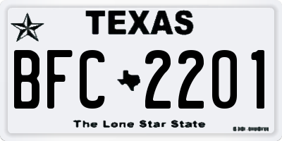 TX license plate BFC2201