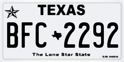 TX license plate BFC2292
