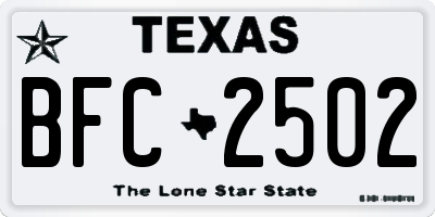 TX license plate BFC2502
