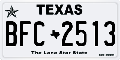TX license plate BFC2513