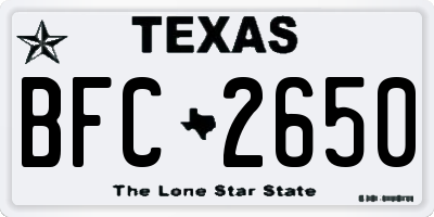 TX license plate BFC2650