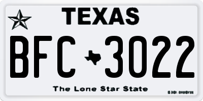 TX license plate BFC3022
