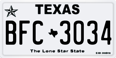 TX license plate BFC3034