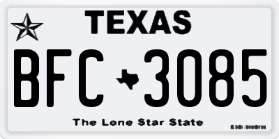 TX license plate BFC3085