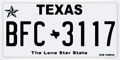 TX license plate BFC3117