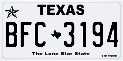 TX license plate BFC3194