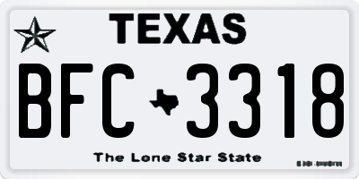 TX license plate BFC3318