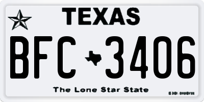 TX license plate BFC3406