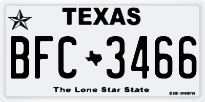 TX license plate BFC3466