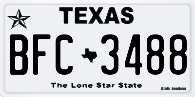 TX license plate BFC3488