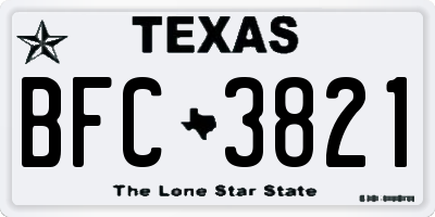 TX license plate BFC3821