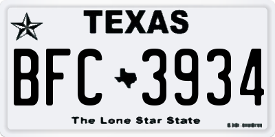 TX license plate BFC3934