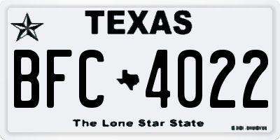 TX license plate BFC4022