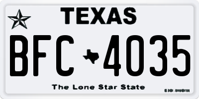 TX license plate BFC4035