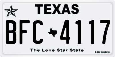 TX license plate BFC4117