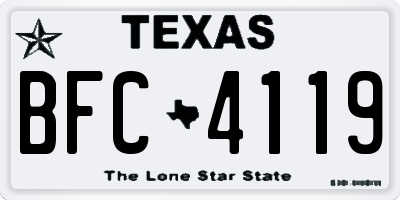 TX license plate BFC4119